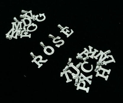 Attractive Sterling SilverAll Alphabet Letter White Pendant with Cubic Zirconia