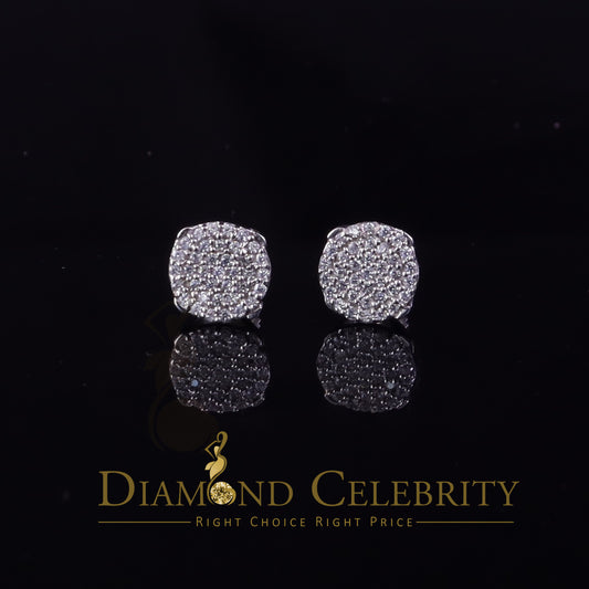 DiamondCelebritees  Aretes Para Hombre 925 White Silver 0.74ct Cubic Zirconia Round Women's Earrings