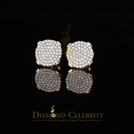DiamondCelebritees  925 Yellow Sterling Silver 0.90ct Cubic Zirconia Hip Hop Round Women's Earrings