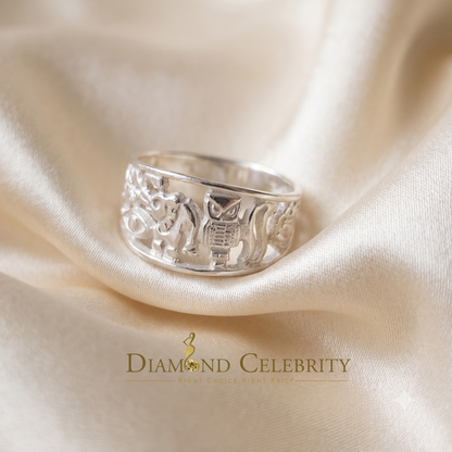 DiamondCelebritees Religious White 925 Sterling Silver Open Lucky Symbol Band Women's Ring SZ 7