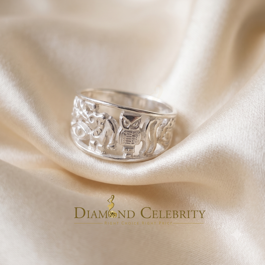 DiamondCelebritees Religious White 925 Sterling Silver Open Lucky Symbol Band Women's Ring SZ 7