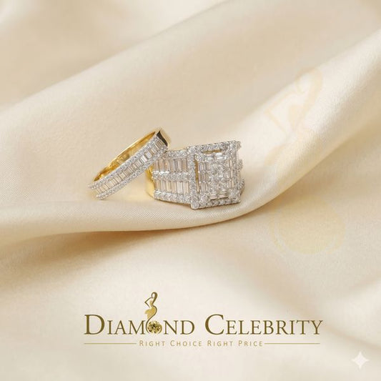 DiamondCelebritees 925 Sterling Yellow Silver Square 5.0ct Cubic Zirconia Bridal Womens Ring Size 7