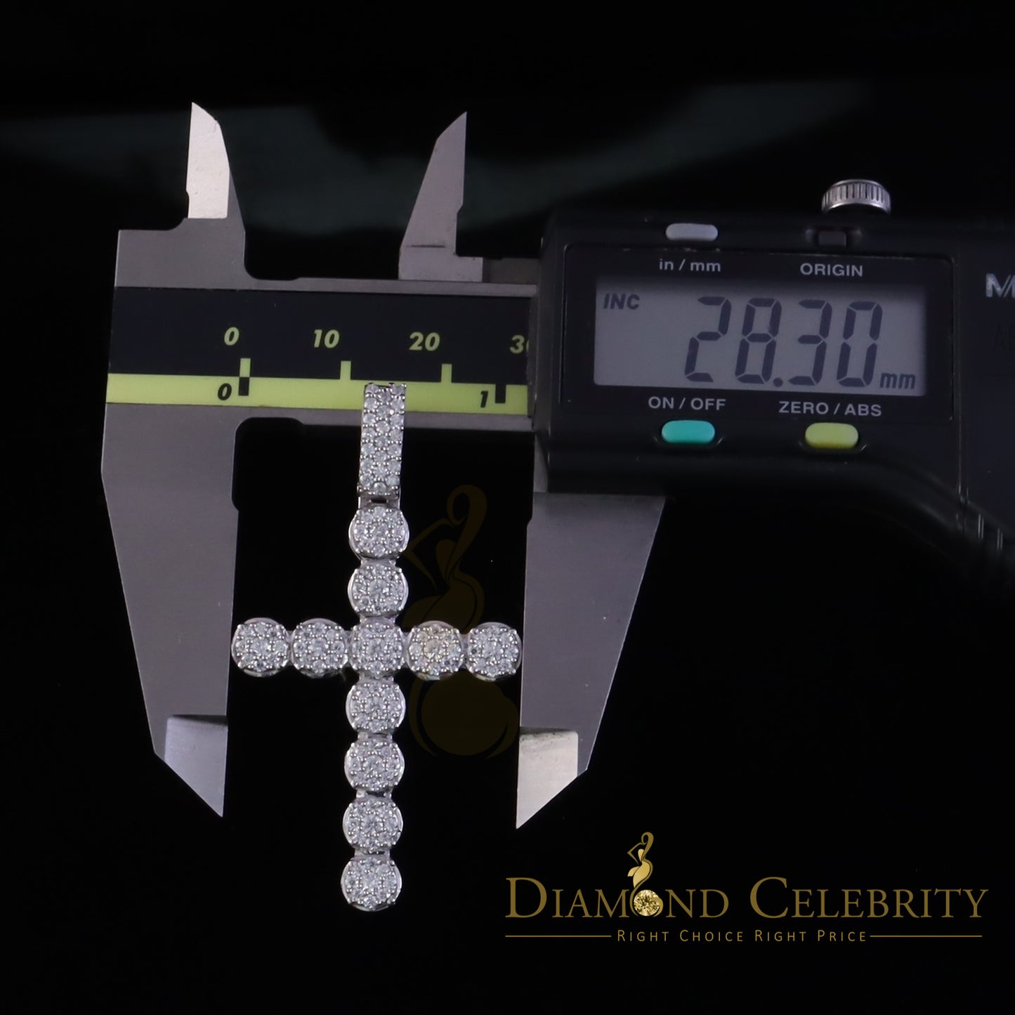 Diamondcelebritees  New 2CT VVS D Moissanite White Silver Charm flower Cross 2" Pendant Men & Women