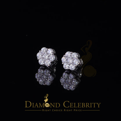 DiamondCelebritees 1.0ct Vvs 'D' Color Genuine Moissanite Stud FLORAL Earrings 10k Real White Gold