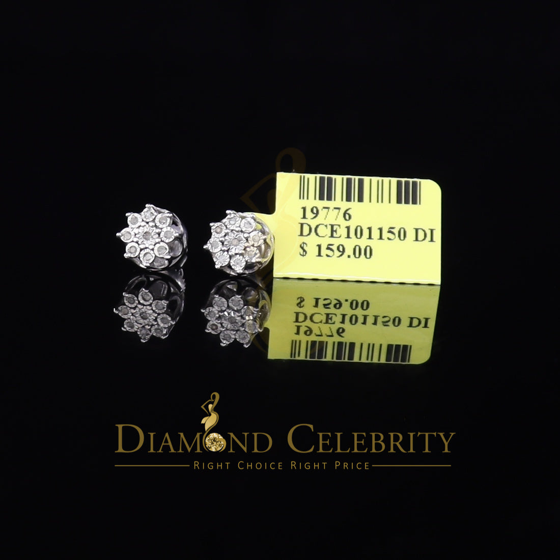 DiamondCelebritees 0.05ct Diamond 925 Sterling Silver White For Men's & Women's Floral Earrings
