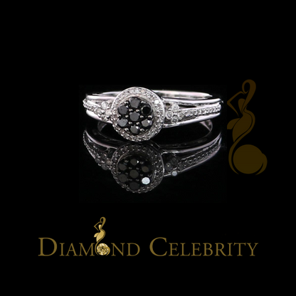 DiamondCelebritees Real 0.30CT Diamond with 10 kt White Gold CLUSTER shape Womens Ring Size 6.5