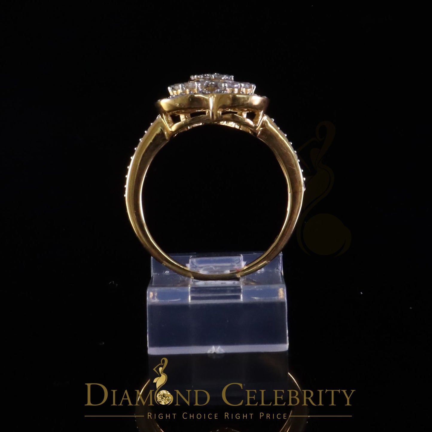 DiamondCelebritees Moissanite 925 Yellow Silver 1.00ct VVS 'D' Baguette Heart Rings Women's Size 7