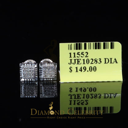 DiamondCelebritees 0.05ct Diamond For White 925 Sterling Silver Men's & Women's Square Earrings