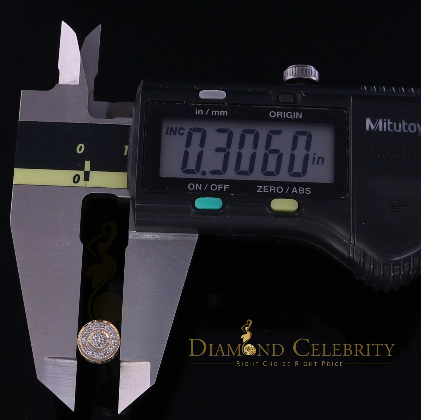 DiamondCelebritees 10K Real Yellow Gold Men's/Women's Real Micro Diamond 0.15CT Stud Earring