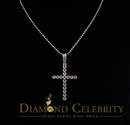 DiamondCelebritees  Real 0.66ct Diamond Sterling Silver CROSS Charm Necklace Fashion Pendant White