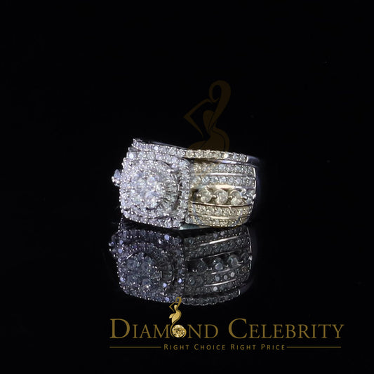 DiamondCelebritees White Sterling Silver 3.50ct Round Cubic Zirconia Double Bridal Womens Ring SZ7