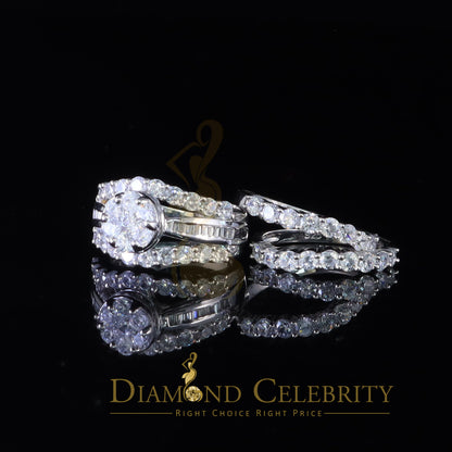 DiamondCelebritees Silver 8.50ct Cubic Zirconia Piece Halo Trio Ring Band White Womens Ring Size 8