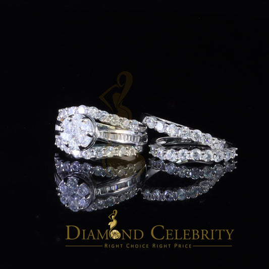 DiamondCelebritees Silver 8.50ct Cubic Zirconia Piece Halo Trio Ring Band White Womens Ring Size 8