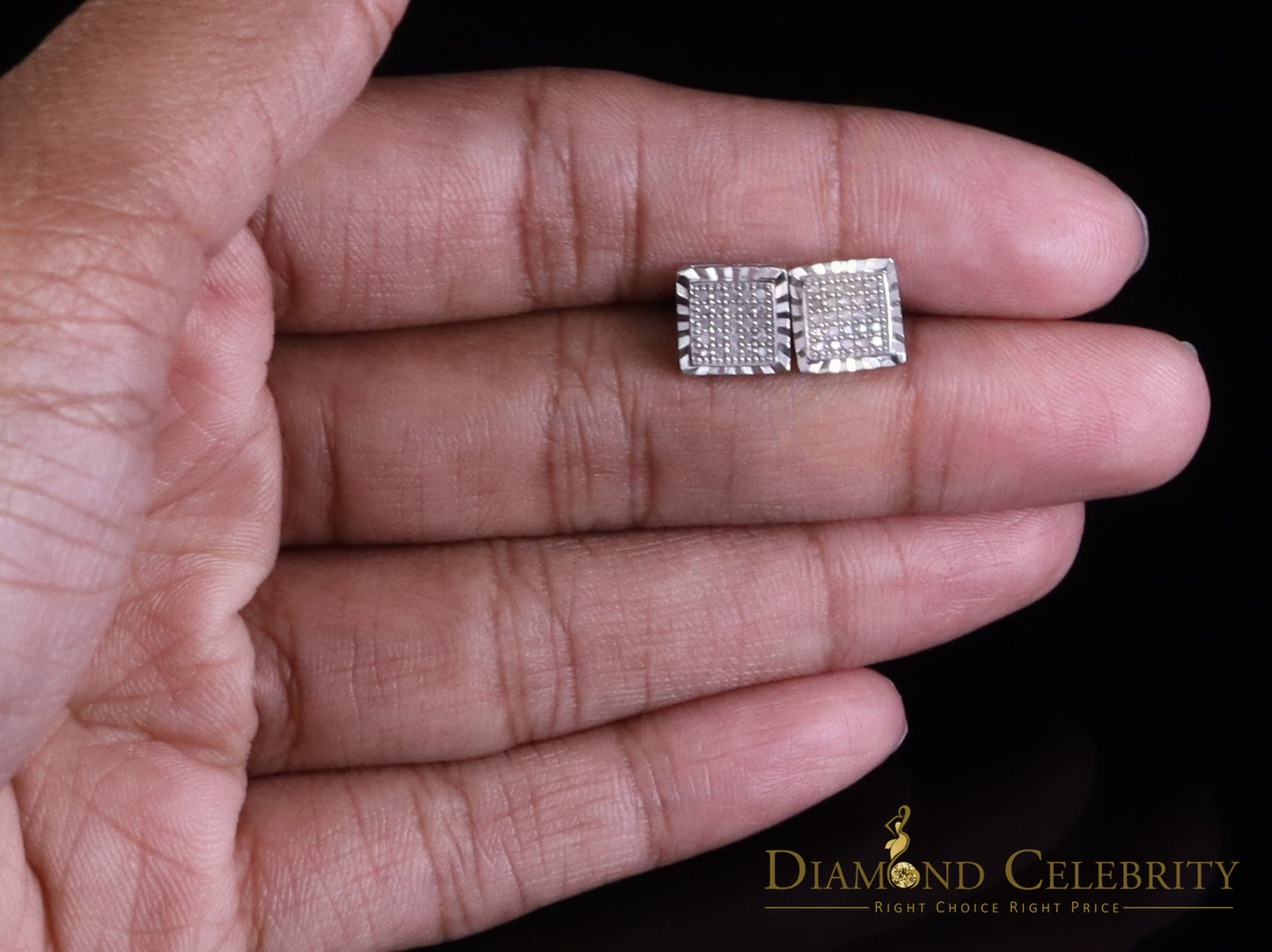 DiamondCelebritees White 925 Sterling Silver 0.15ct Real Diamond For Women's & Men's Stud Earrings