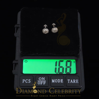 DiamondCelebritees 10K Real White Gold Real Diamond 0.55CT Men's/Women's Stud Round Earring