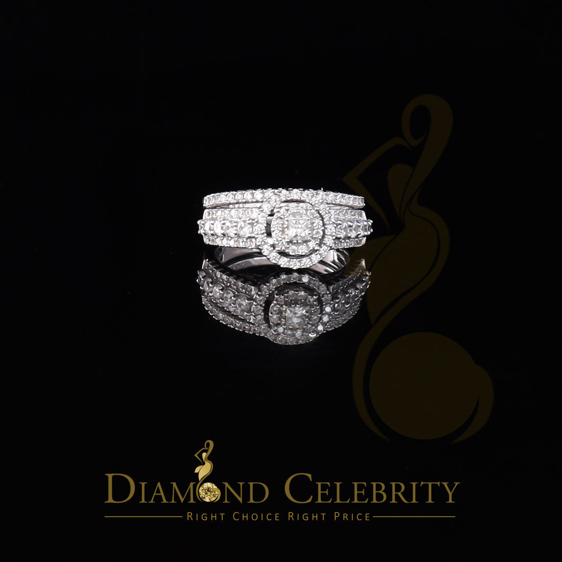 DiamondCelebritees 3.20ct Cubic Zirconia White Silver Womens Round Bridal Womens Ring Size 7