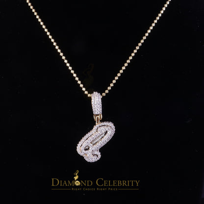 DiamondCelebritees Yellow Cursive 3D Alphabet Shape 925 Sterling Silver Cubic Zirconia Pendant