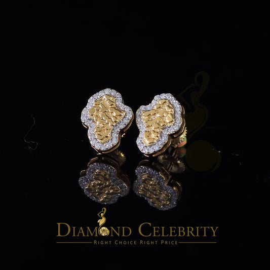 DiamondCelebritees 1.00ct Moissanite Yellow 925 Sterling Silver Women's Nugget Earrings
