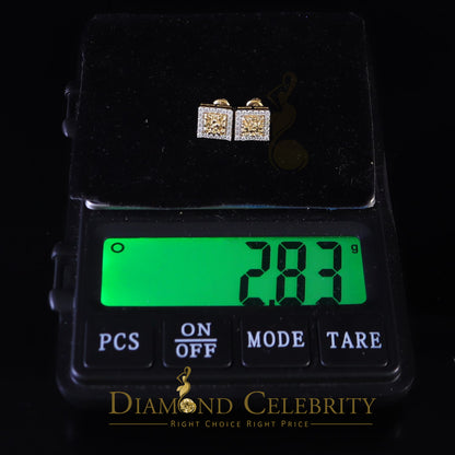 DiamondCelebritees 1.00ct Moissanite Yellow 925 Sterling Silver Women's Square Shape Nugget Earring