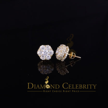 DiamondCelebritees  Round Style Earring 2.00ct Cubic Zirconia 925 Sterling Silver Yellow for He/She