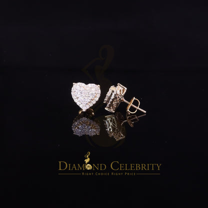 DiamondCelebritees Men's/Womens 925 Silver Yellow 1.25ct VVS 'D' Moissanite 3D Heart Stud Earrings