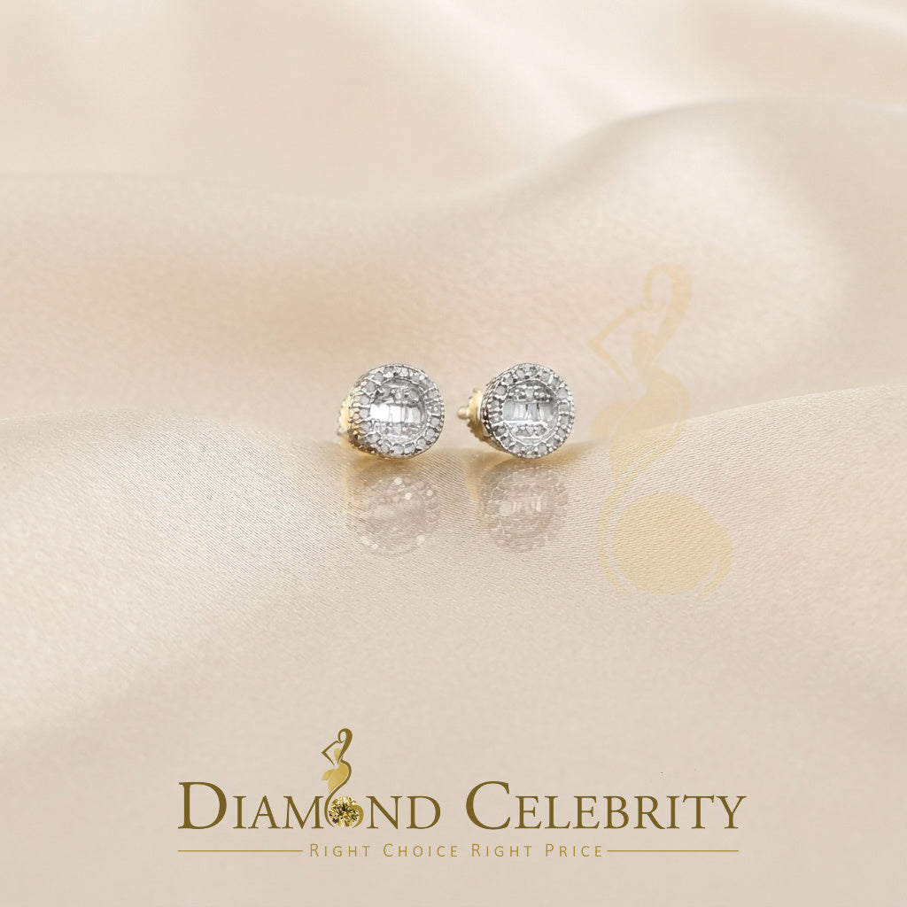 DiamondCelebritees 925 Sterling Yellow Silver 0.20ct Diamond Men's & Womens Style Round Earrings