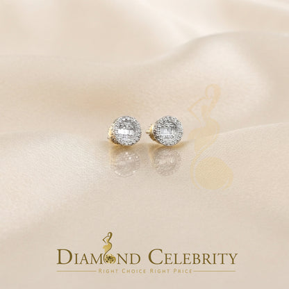 DiamondCelebritees 925 Sterling Yellow Silver 0.20ct Diamond Men's & Womens Style Round Earrings