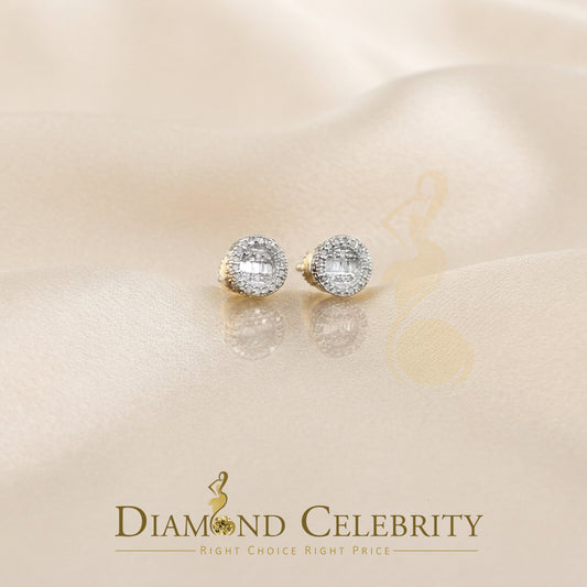 DiamondCelebritees 925 Sterling Yellow Silver 0.20ct Diamond Men's & Womens Style Round Earrings