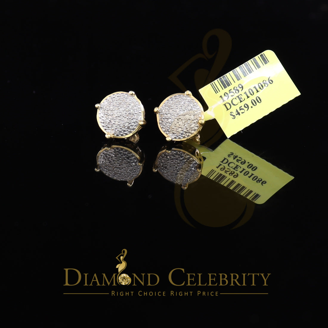 DiamondCelebritees 0.25ct Diamond 925 Sterling Silver Yellow For Men's/Women's Stud Round Earrings