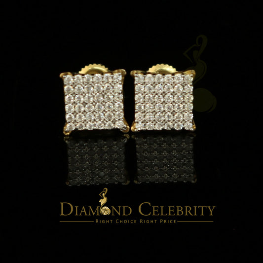 DiamondCelebritees  925 Sterling Yellow Silver 0.72ct Cubic Zirconia Square Womens Stud Earrings