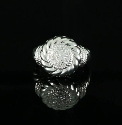 DiamondCelebritees 0.58ct Sterling White Silver Round Shape 925 Cubic Zirconia Womens Ring size 7