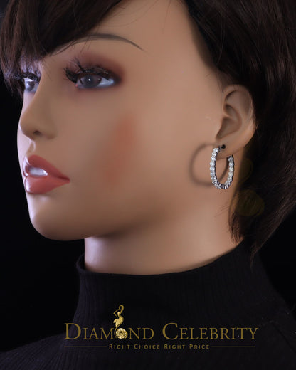 Diamondcelebritees 4.00ct Moissanite White 925 Sterling Silver Women's In and Out Hoop Earrings