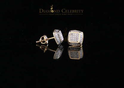 DiamondCelebritees 0.10CT Real Diamonds with 10K Real Yellow Gold Men's/Women's stud Earrings