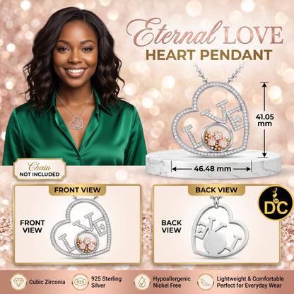 DiamondCelebritees 925 White Sterling Silver LOVE IN HEART Floating Bead Glass CZ Slide Pendant