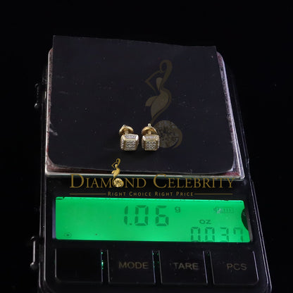 DiamondCelebritees 0.05ct Diamond Square Earrings For Women Yellow 925 Sterling Silver Stud For Men
