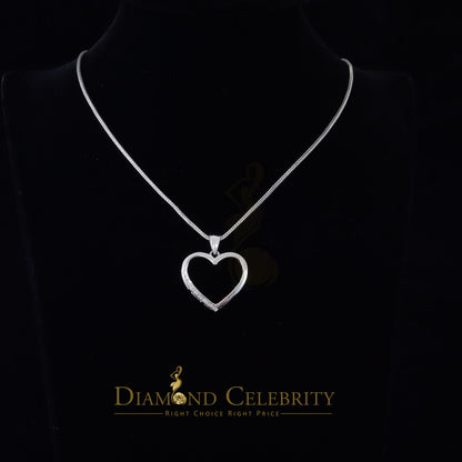 DiamondCelebritees  Real 0.12CT Diamond HEART in 925 Sterling Silver White Charm Necklace Pendant