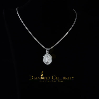 DiamondCelebritees 925 Sterling Silver Lady Guadalupe Men's/ Women's Pendant White Religious