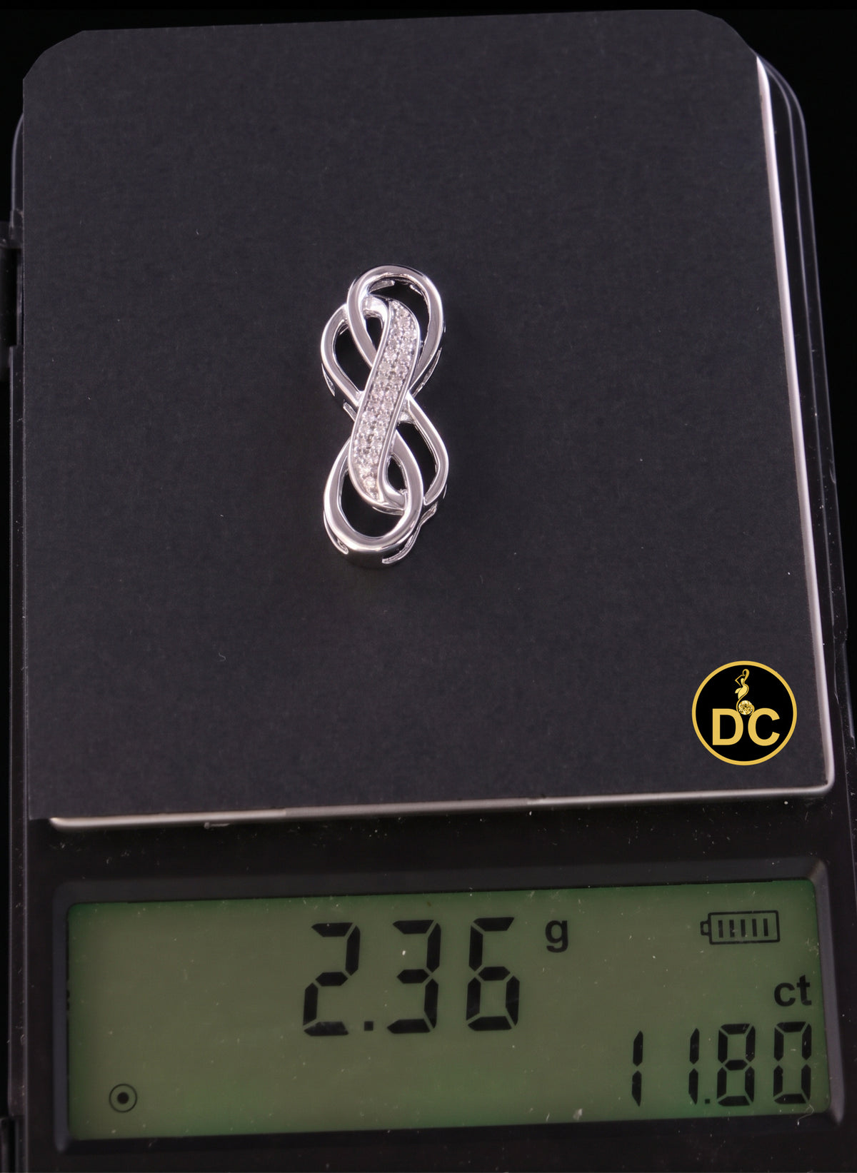 DiamondCelebritees 925 Sterling Silver White Double Infinite 0.25ct Cubic Zirconia 1INCH Pendant