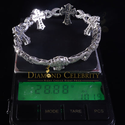 Diamondcelebritees  925 D'Moissanite Silver 8.00CT White Victoria Cross Infinity Bracelet Men/Women
