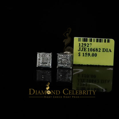 DiamondCelebritees 0.05ct Diamond 925 Sterling Silver White Stud Women's & Men's Square Earrings