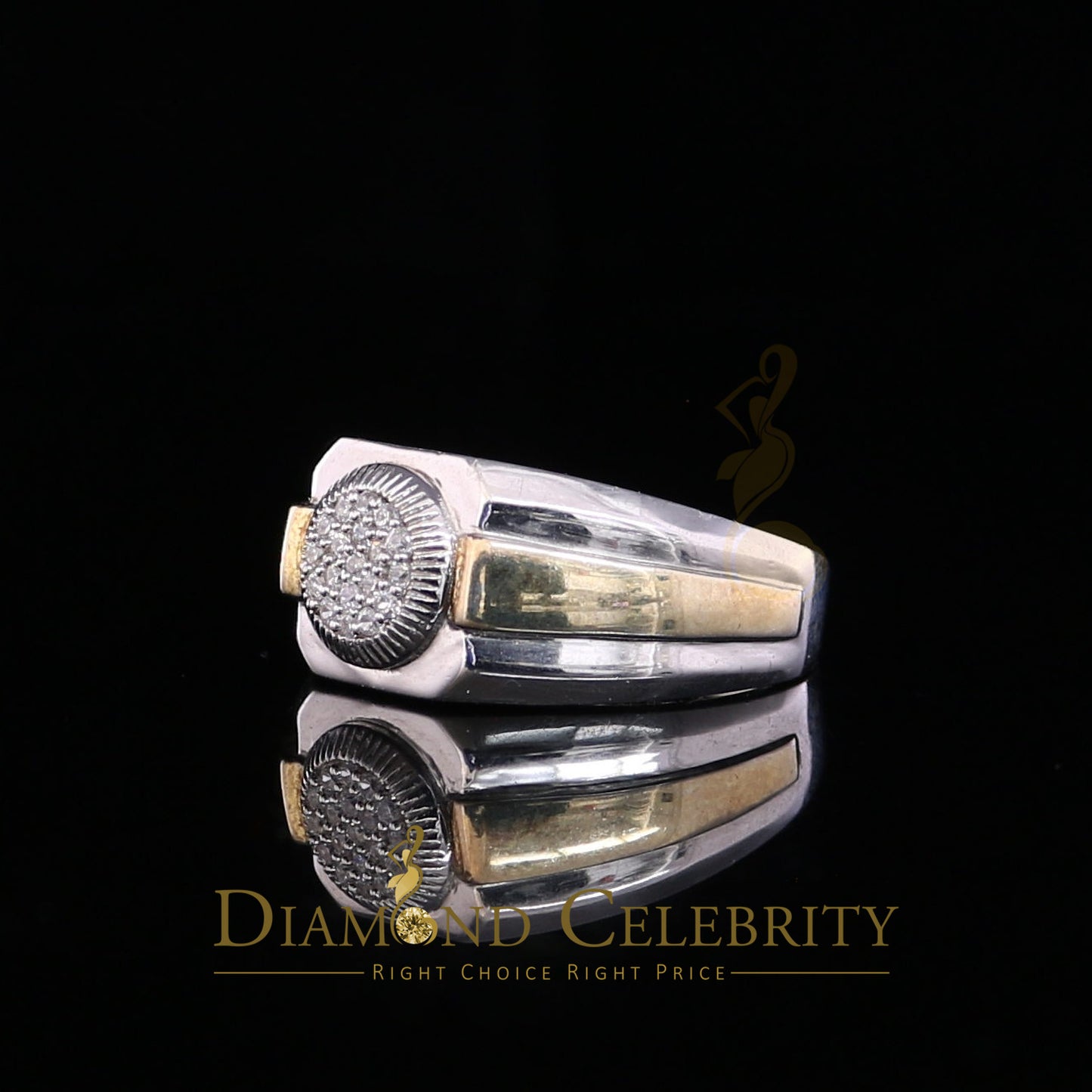 DiamondCelebritees 925 Silver White 0.38ct Cubic Zirconia Wide Men's Engagement Band Ring Size 11.5