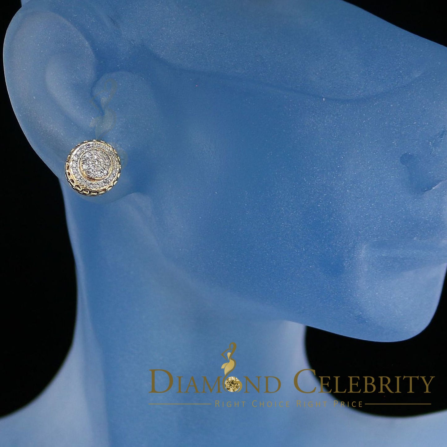 DiamondCelebritees 925 Sterling Silver 0.20ct Diamond For Women's/ Men's Yellow Stud Round Earrings