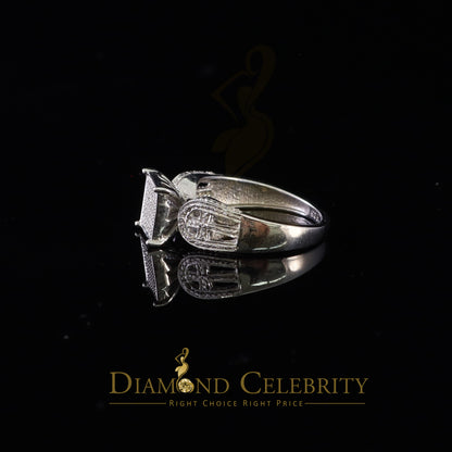 DiamondCelebritees 0.10CT Real Diamond 925 White Silver Engagement Womens Square Ring SZ 7