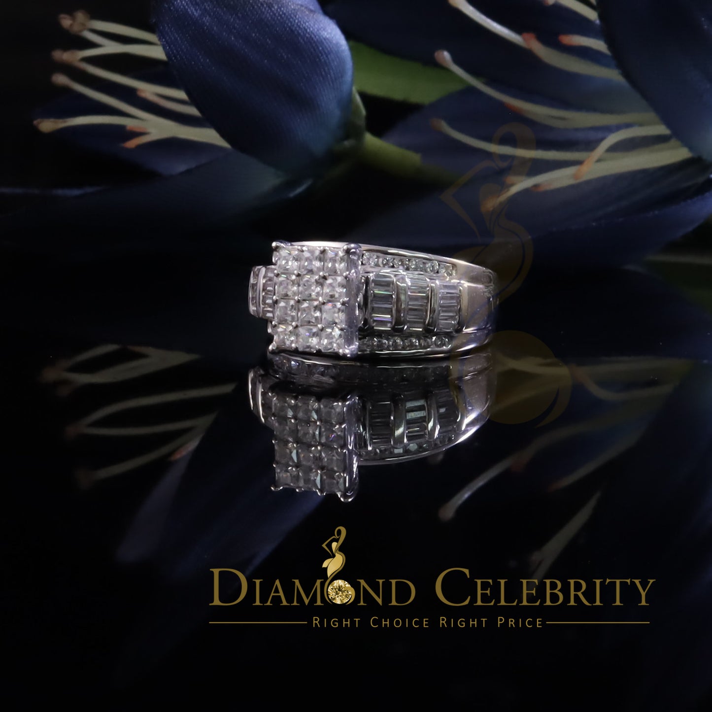 DiamondCelebritees 925 White Sterling Silver Cubic Zirconia 2.80ct Cinderella Womens Ring Size 7