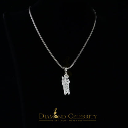 DiamondCelebritees 925 Sterling Silver Men's/Women's Saint Jude Figure Pendant White Religious