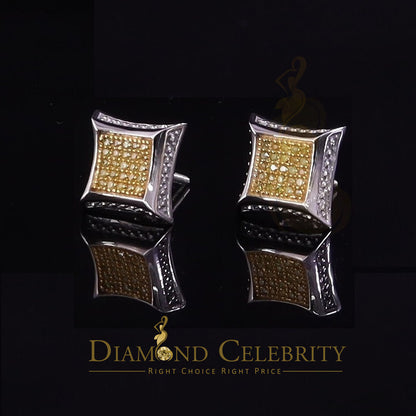 DiamondCelebritees Kite Shape 0.15ct Genuine Yellow Diamond 3D Earring 925 Sterling White Silver