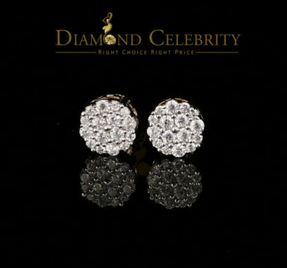 DiamondCelebritees  925 Yellow Silver Aretes Para Hombre 0.87ct Cubic Zirconia Round Women's Earring