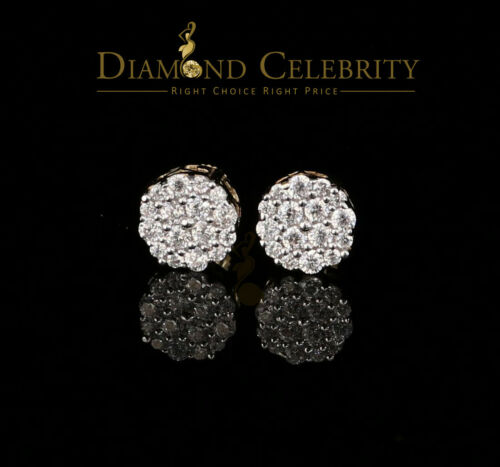 DiamondCelebritees  925 Yellow Silver Aretes Para Hombre 0.87ct Cubic Zirconia Round Women's Earring