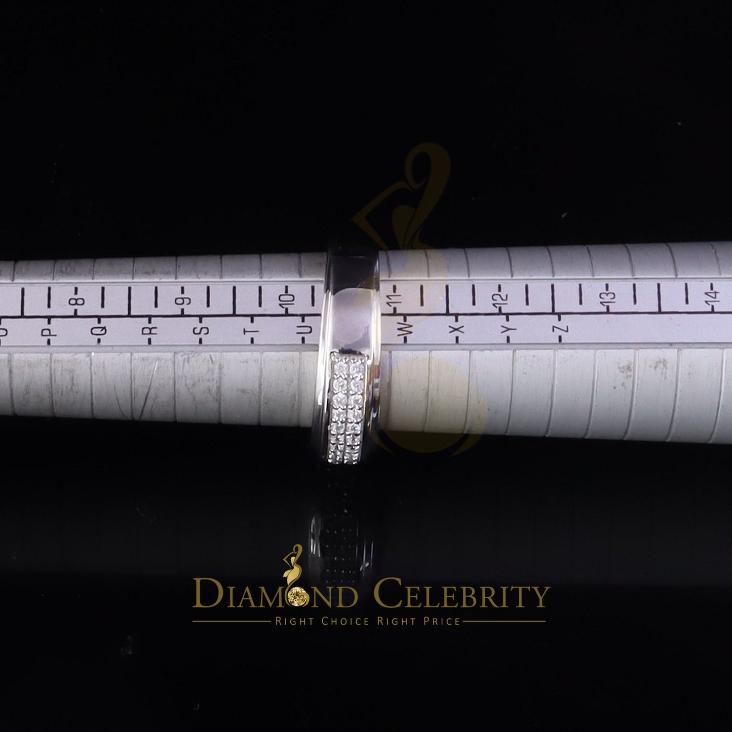 DiamondCelebritees White Silver Round Cubic Zirconia 1.25ct Men Adjustable Ring From SZ 10 to 12