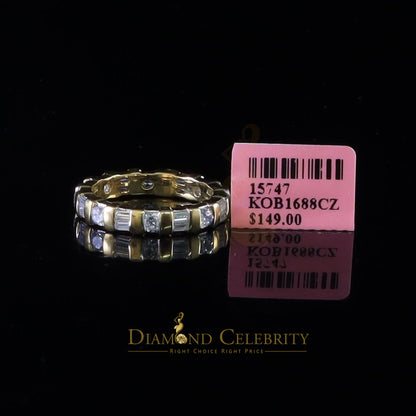 DiamondCelebritees 925 Sterling Yellow Silver 3.12ct Cubic Zirconia Eternity Women's Ring Size 8